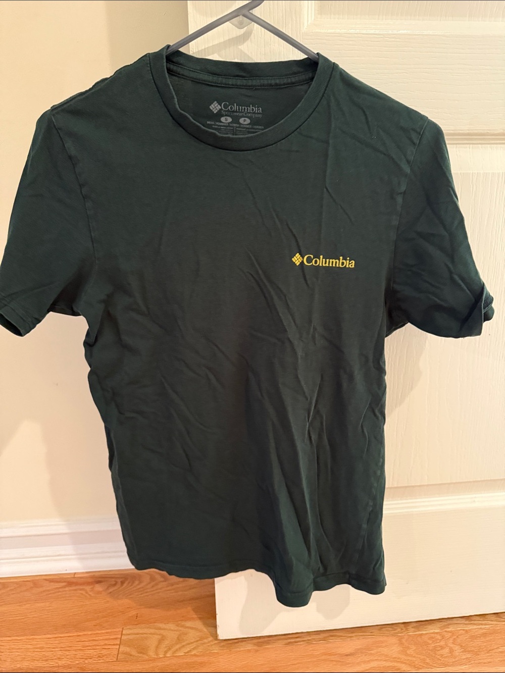 Columbia Dark Green Short Sleeve Tee with Yellow Logo